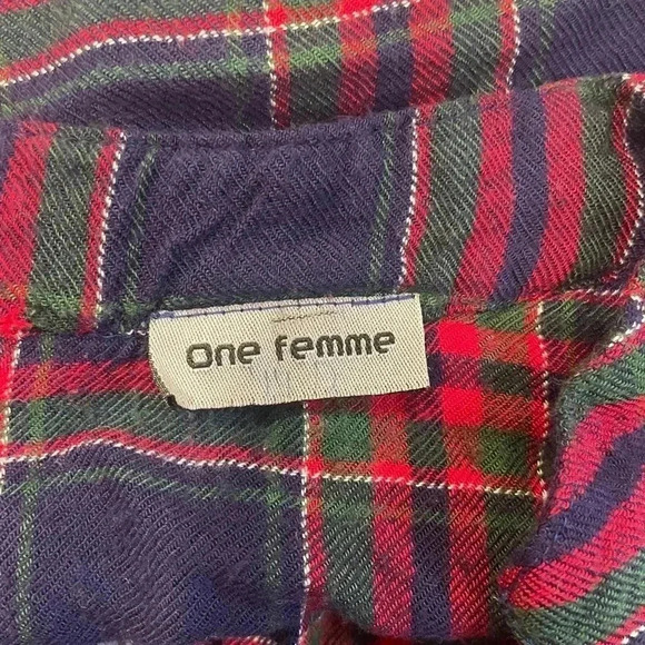 One Femme Plaid Button-Up Tunic W/ Waist Belt Size Med-large Pre-Owned - Picture 2 of 14